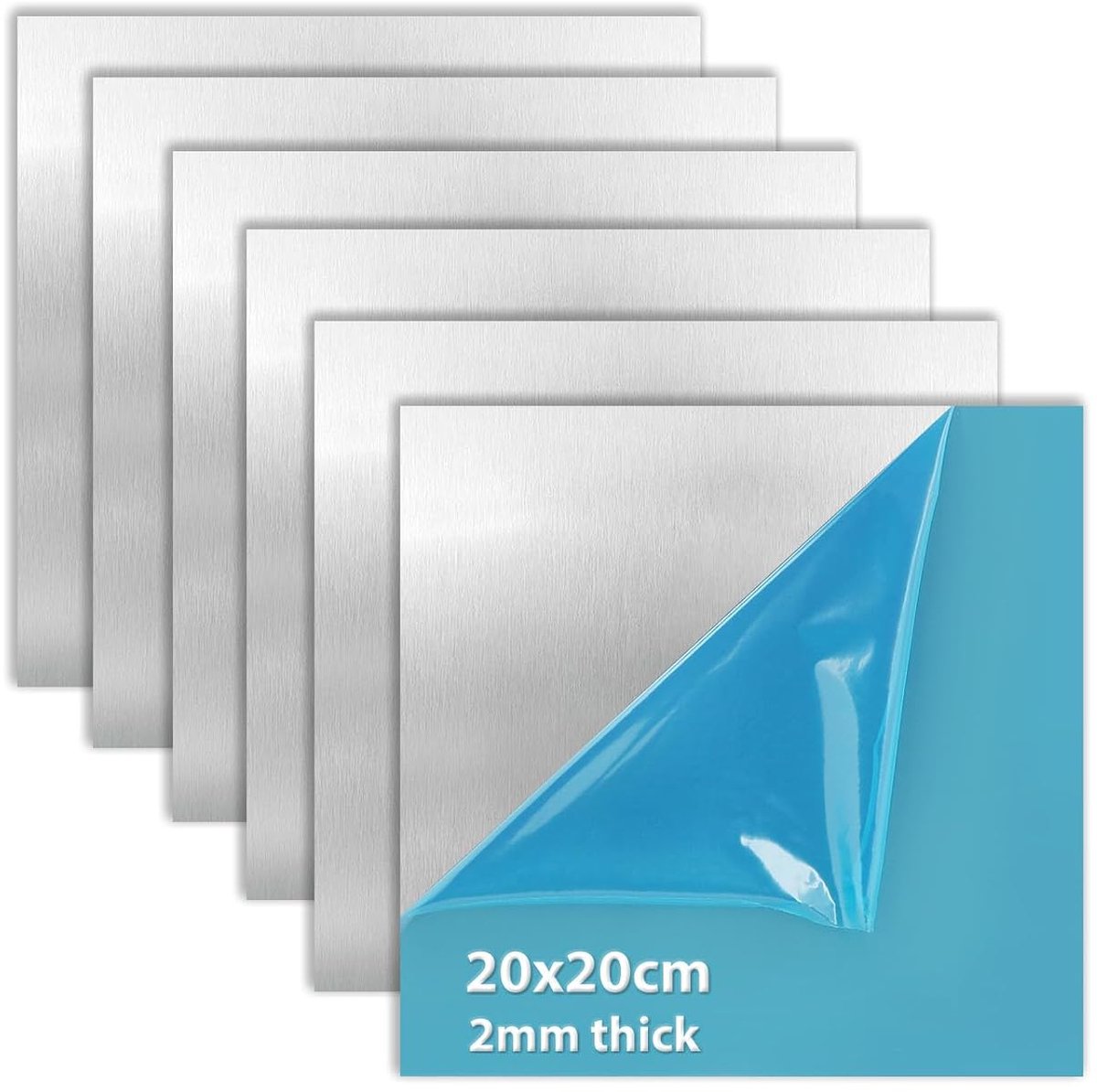 Aluminium plaat 200mm x 200mm - 2mm dikte - 6 stuks - stabiel en duurzaam - ShopVlot
