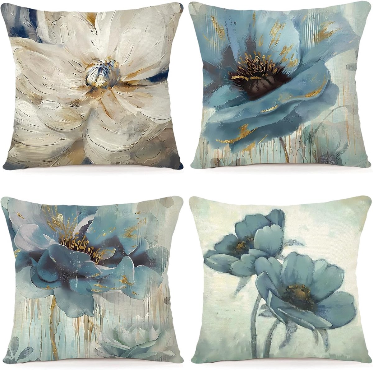 Kussenhoezen 40x40cm - Bloemige Aquarel - Katoenlinnen - Perfect voor je interieur - ShopVlot