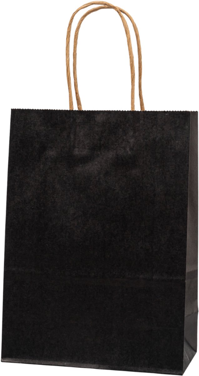Papieren Draagtas - 60 Stuks -black- 16x22x8cm - Papieren Tasjes - Kraft Tas - Tassen - Cadeau Tas - Hoogwaardig Kraft Papier - Eco-vriendelijk - Ideaal voor Geschenken - Lasentopack