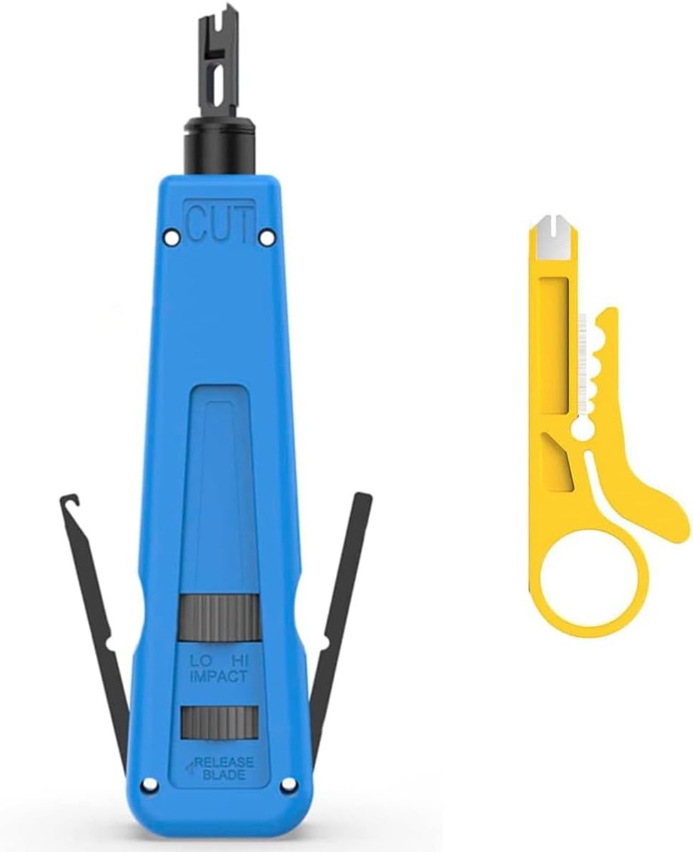 Punch Down Tool met 110/66 Blades - Geschikt voor Cat3, Cat5, Cat6 - Verstelbare krachtinstellingen - ShopVlot