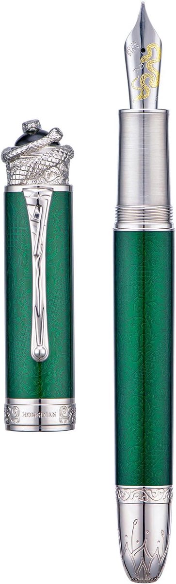 Vulpen fijne nib - slangen reliëf ontwerp - metalen etui - mystieke elegantie - ShopVlot
