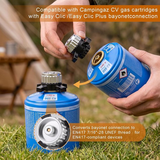 Gas cartridge adapter - Campingaz naar EN417 - 7/16 inch draad - Voor outdoor campingstoven - ShopVlot — afbeelding 4