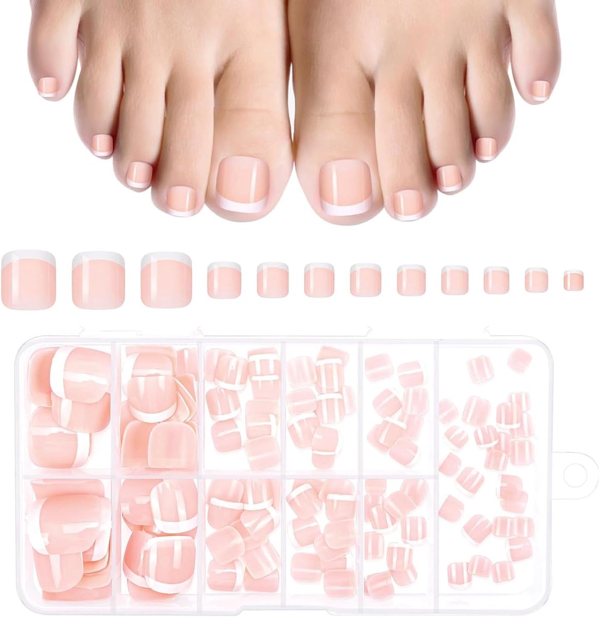 Valse teennagels 120 stuks - Natuurlijke acryl kunstnagels - 12 maten - Volledige cover voor nageldecoratie - ShopVlot