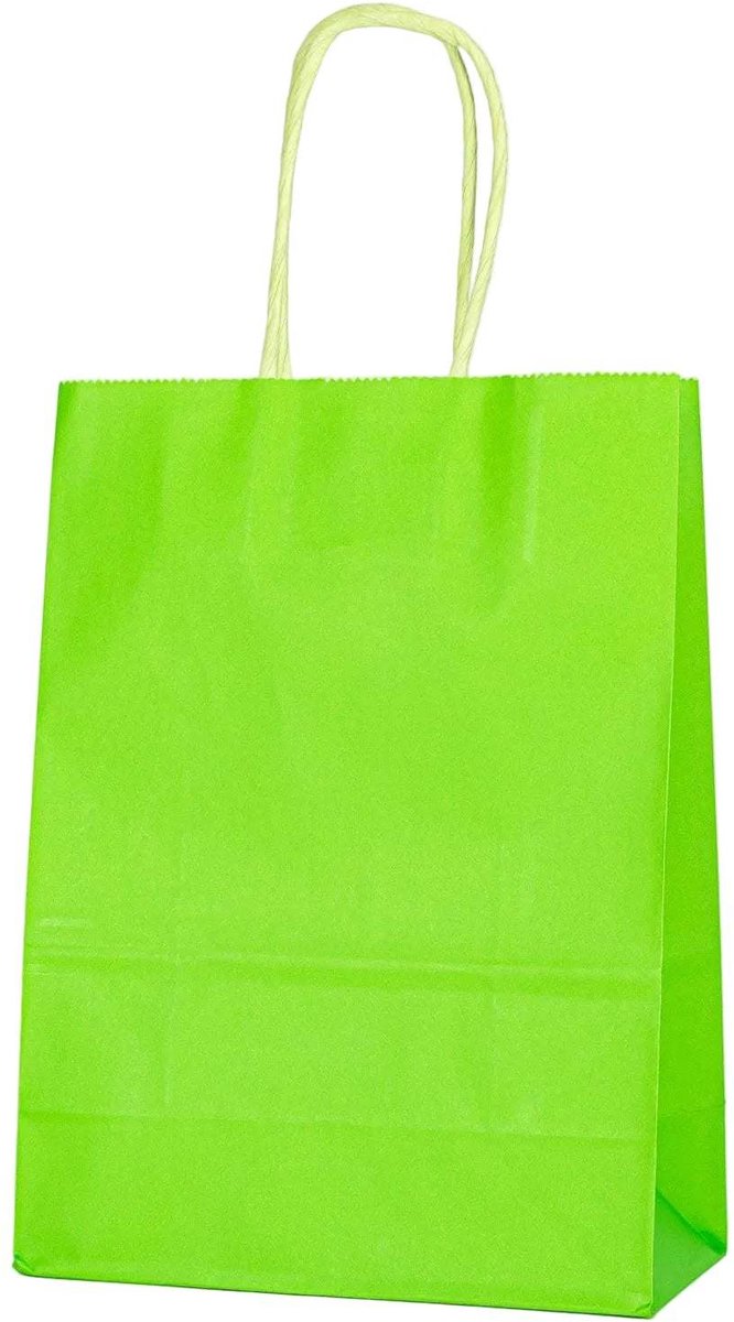 Papieren Draagtas - 60 Stuks -Fel groen- 16x22x8cm - Papieren Tasjes - Kraft Tas - Tassen - Cadeau Tas - Hoogwaardig Kraft Papier - Eco-vriendelijk - Ideaal voor Geschenken - Lasentopack