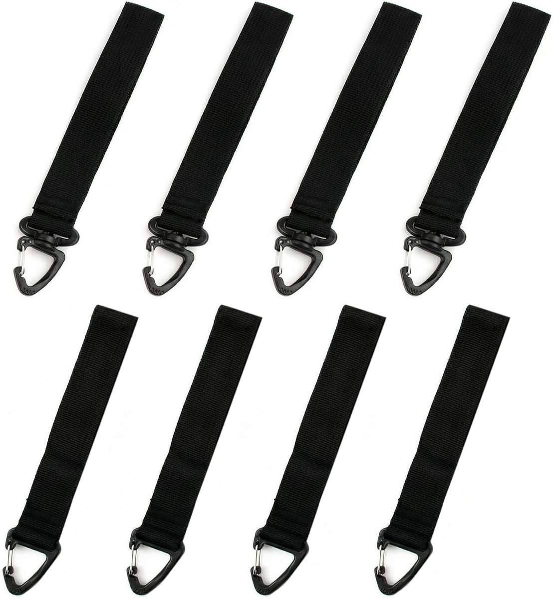 riemsleutelhangers 8 stuks - tactische karabijnhaak - nylon zwart - ideaal voor buitenactiviteiten - ShopVlot