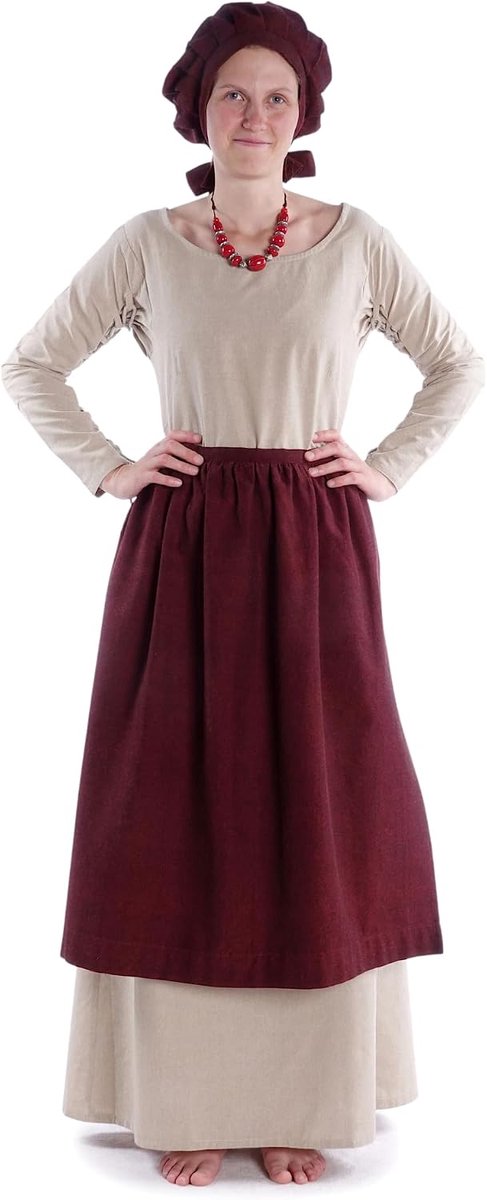 Medieval apron Repanse made of cotton brown, red, green, beige, white robe LARP - ShopVlot