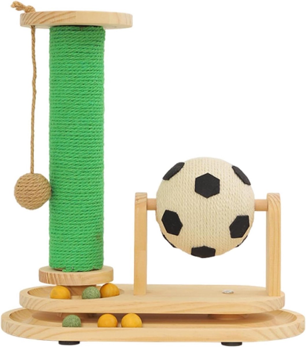 Kattenkrabpaal Voetbal - Klimtoren Kat - Spelen en Klimmen - Voetbal Thema - 40x15x25 cm - Grijs