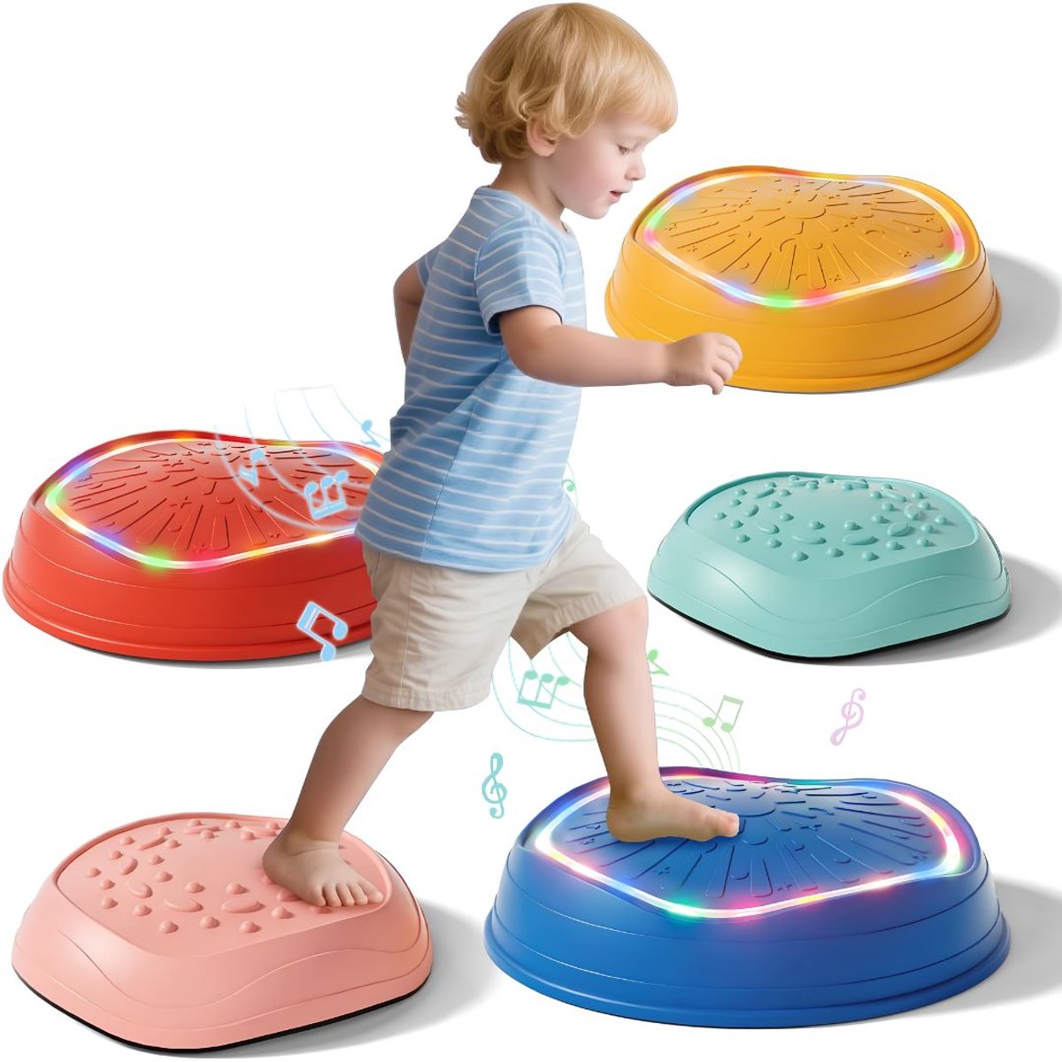 VALI® Stapelstenen - Balansstenen met Antislip - Stapelstenen Kinderen - Veelkleurig - 15cm x 33cm x 34cm
