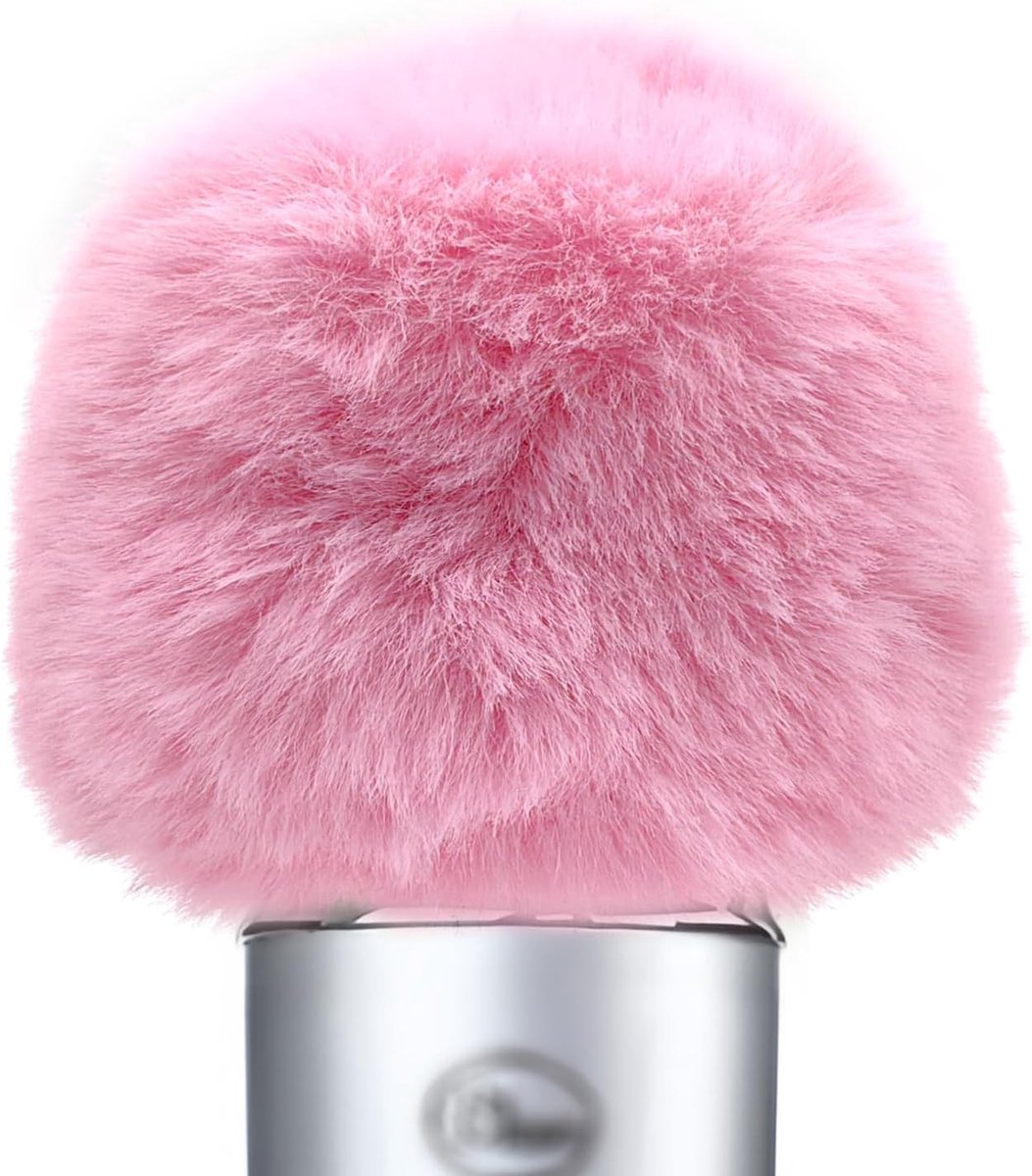 Musiin microphone windshield, fur cover, anti-foam cover, compatible with Blue Yeti microphone (pink) - ShopVlot