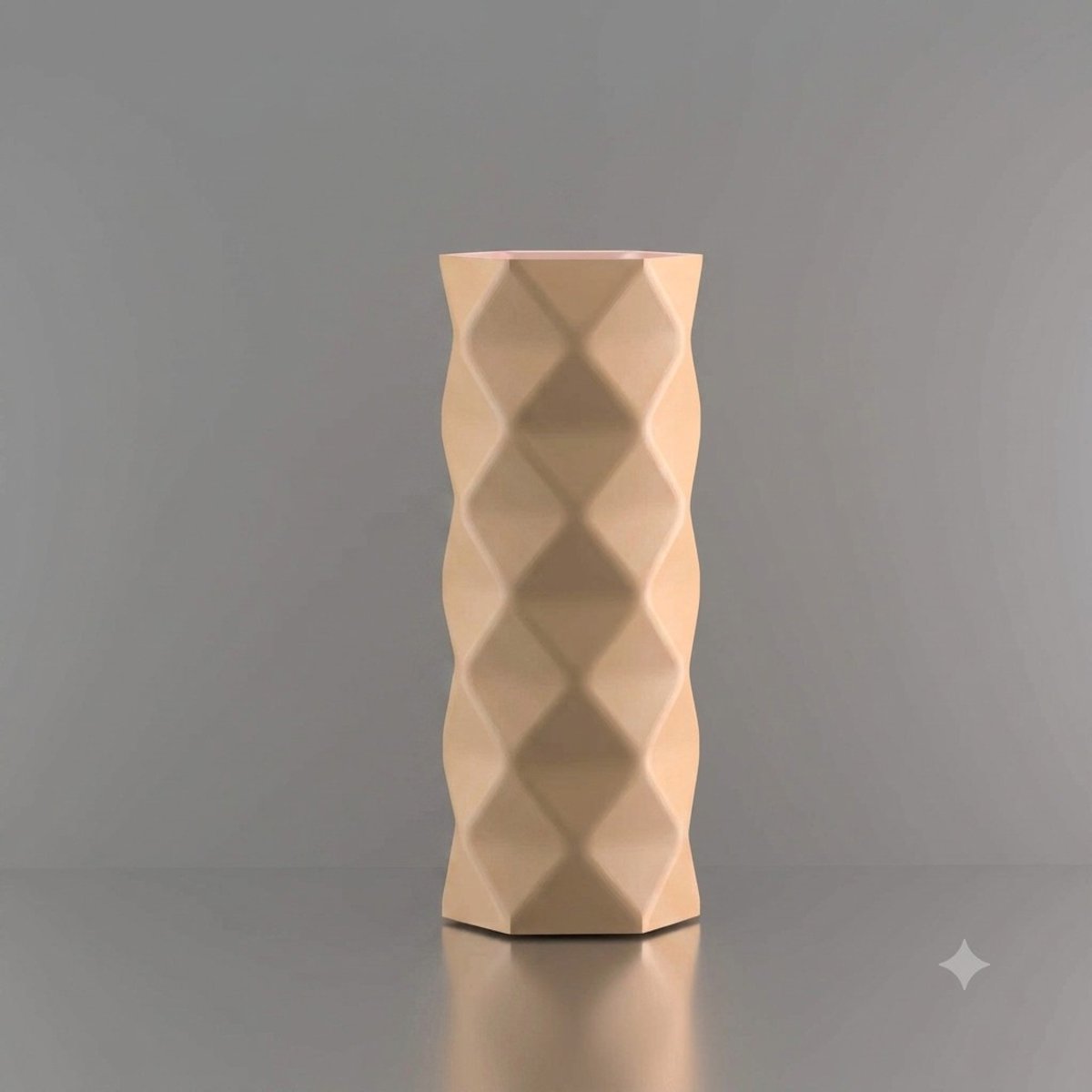 3d-gezellig Infiniti - Vaas - Waterdicht - Beige - Maat 35 cm - Kunststof - Modern - Bloemenvaas - 100% gerecycled PLA (bioplastic)