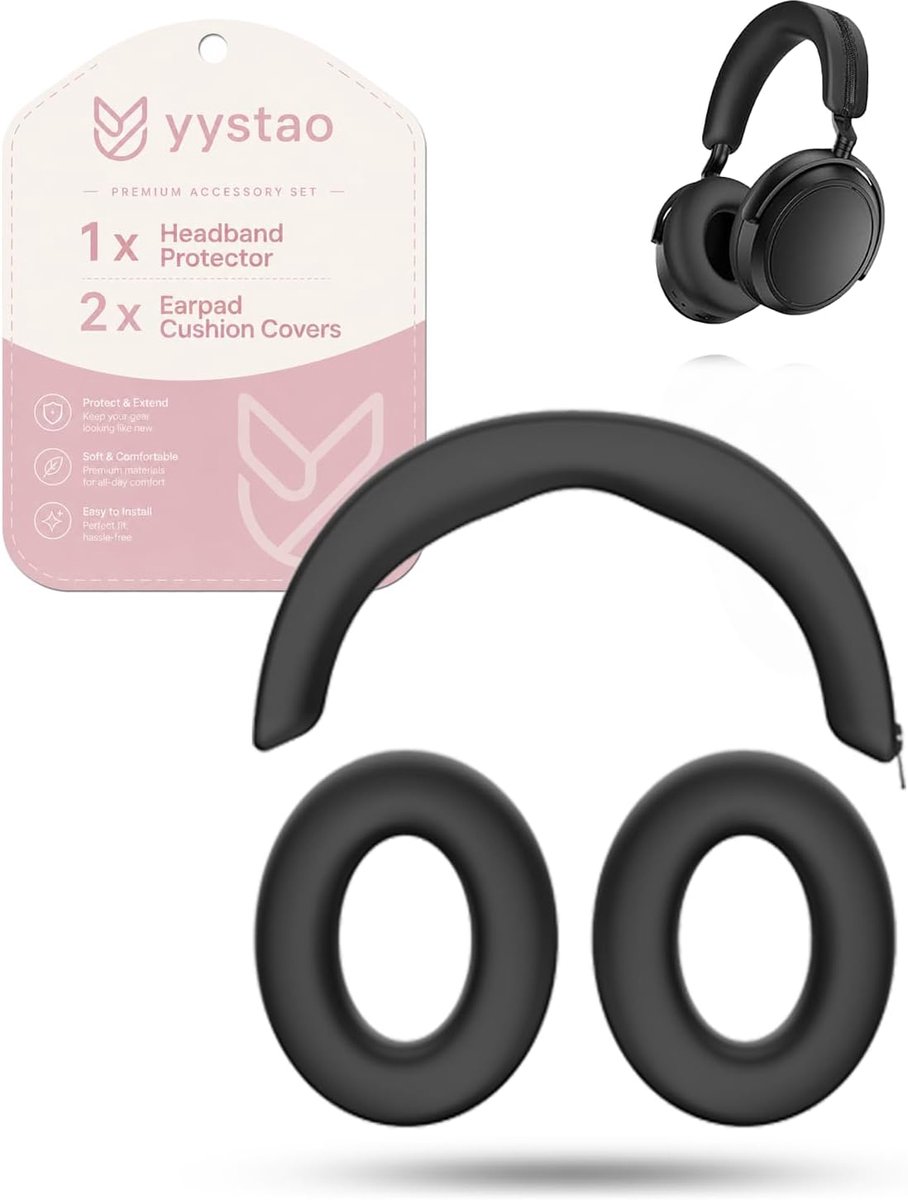 Siliconen hoes voor Sennheiser Momentum 5 hoofdtelefoon, 2-in-1 accessoireset met ritssluiting, hoofdbandbescherming - ShopVlot