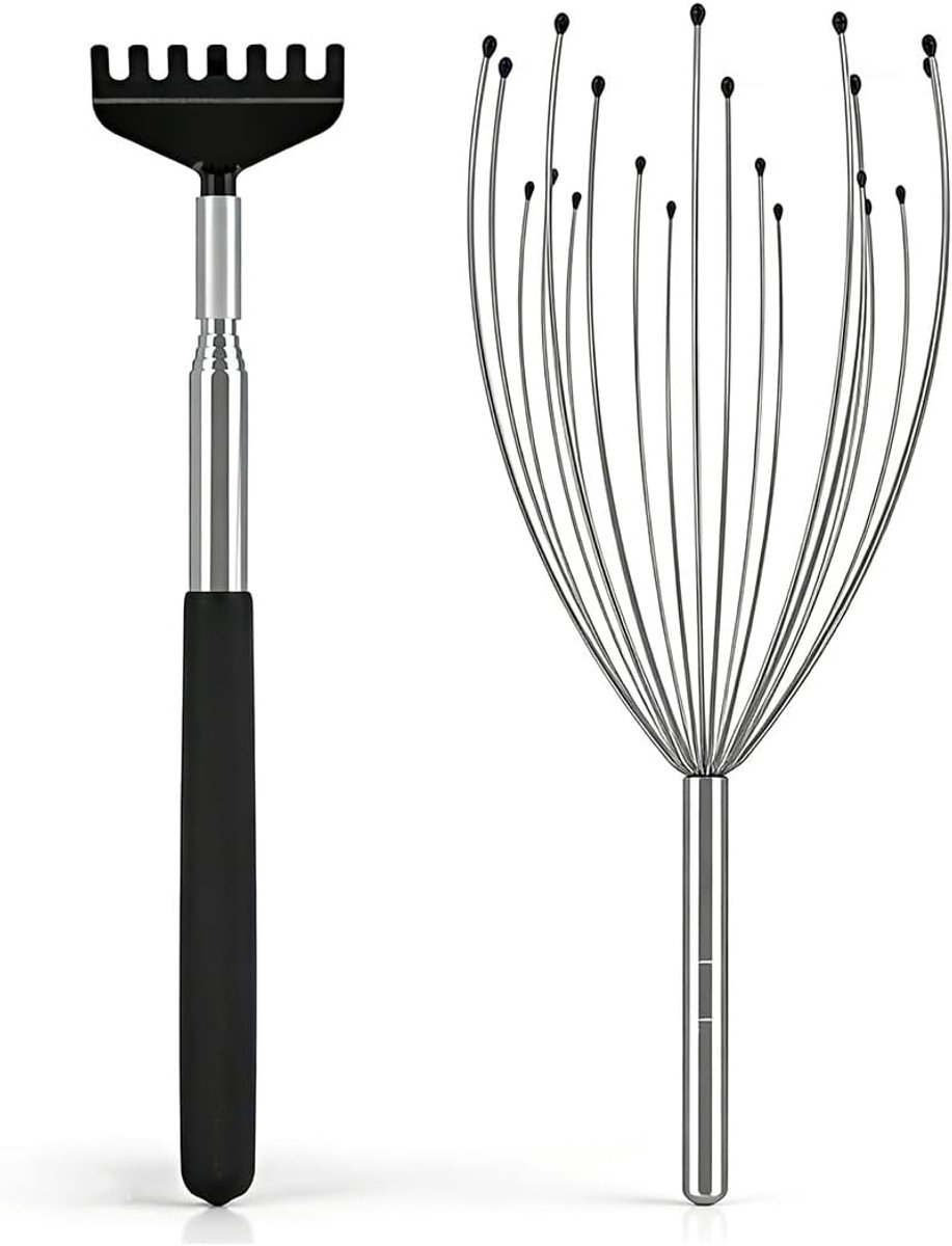 Massageklauw van roestvrij staal, voor jeuk en spierontspanning, zwart, 2 cm, 2 stuks - ShopVlot