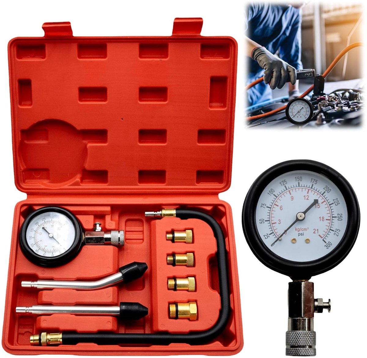 Compression Tester: Compression Tester Kit, Gasoline Compression Meter, Pressure Gauge Tool for Testing Motorcycle - ShopVlot