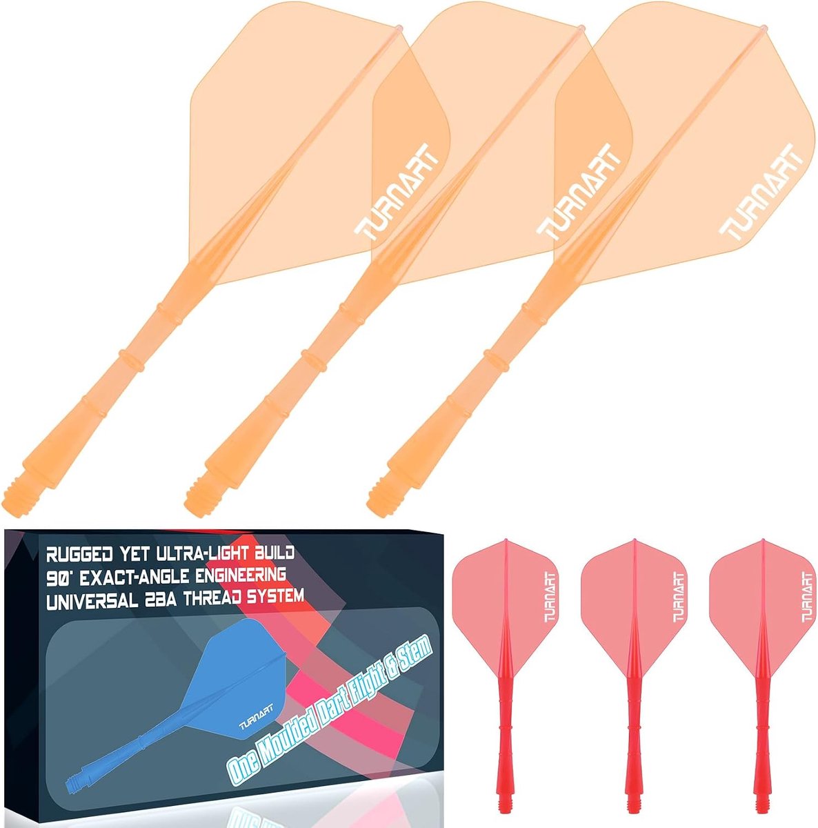 Turnart Darts Integrated Dart Flights and Shafts 2BA No.2 Shape and Medium Design One Moulded Dart Flight for All Dart - ShopVlot