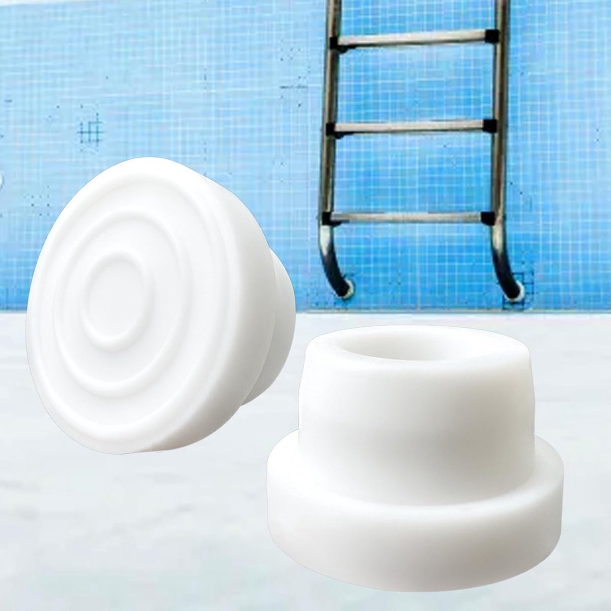 2 Pack Rubber Stoppers for Pool Ladder, Rubber Bumper, Stair Bumper, Pool Accessories, White - ShopVlot