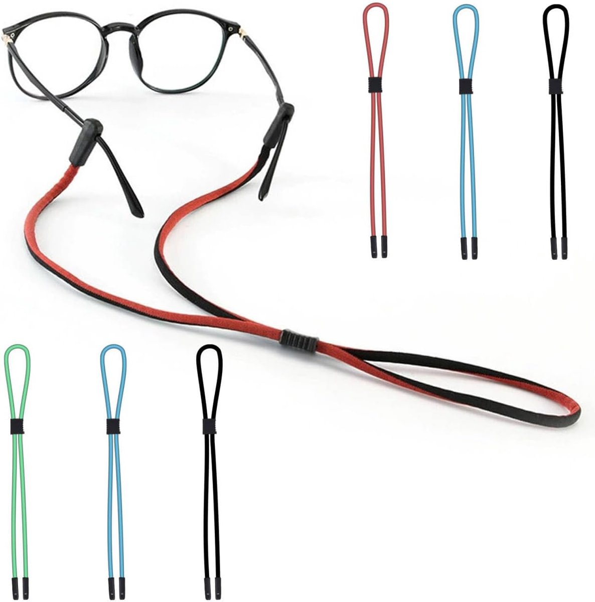 Silicone Glasses Straps, Pack of 6, Tailless, Glasses Bands, Sports Glasses Chain Non-Slip Glasses Strap Holder - ShopVlot