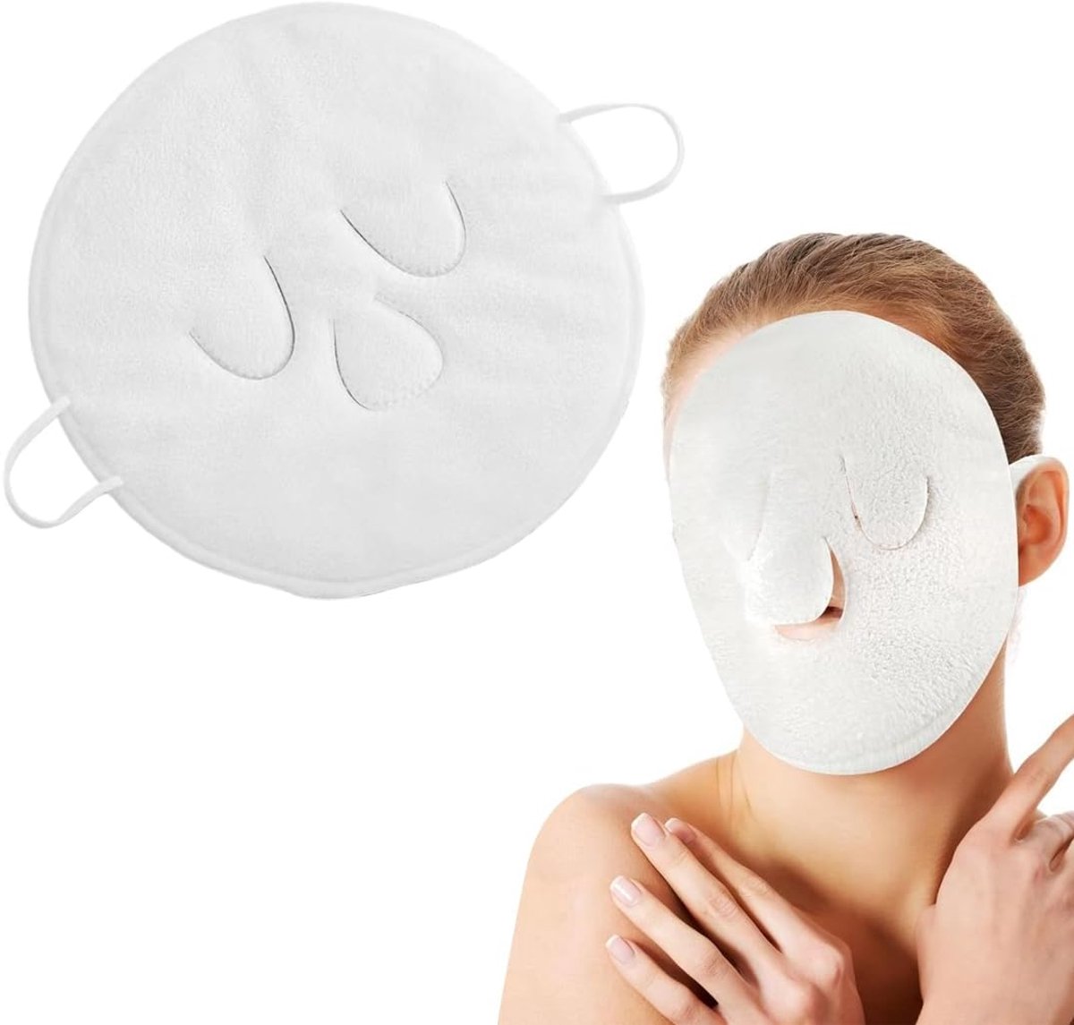 Washcloths and Face Cloths, A Warm Compress Towel, Three Hole Face Towel, Reusable, Hot and Cold Double Towel (White) - ShopVlot