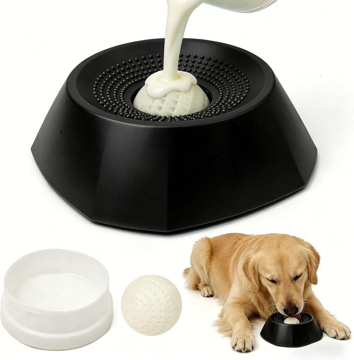 Verbeterde likbal hond, likspeelgoed voor honden, Llick Bowl hond met antislipmat, lekbal voor langzaam eten voor - ShopVlot