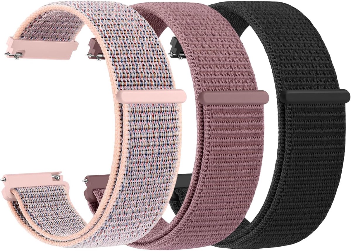 3 stuks 22 mm horlogeband van nylon, zacht, reservearmband met snelsluiting, voor heren en dames - ShopVlot