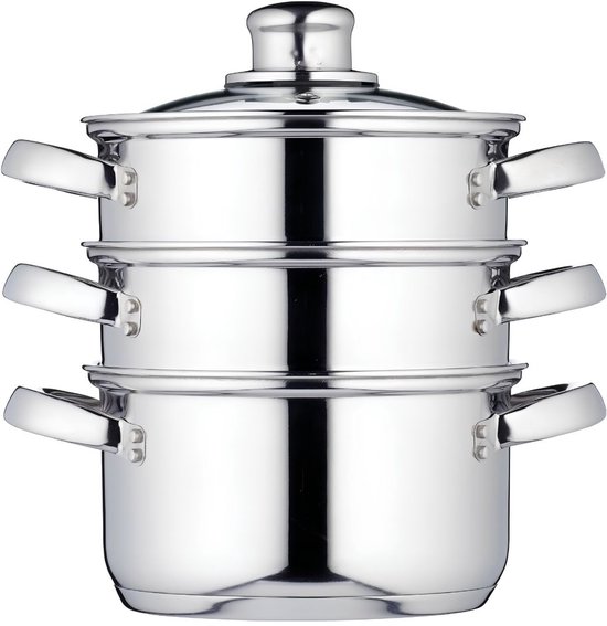 VALI® Stoompan - Stoompan Inductie - Stoomkoker - Zilver - 25cm x 18cm x 20cm