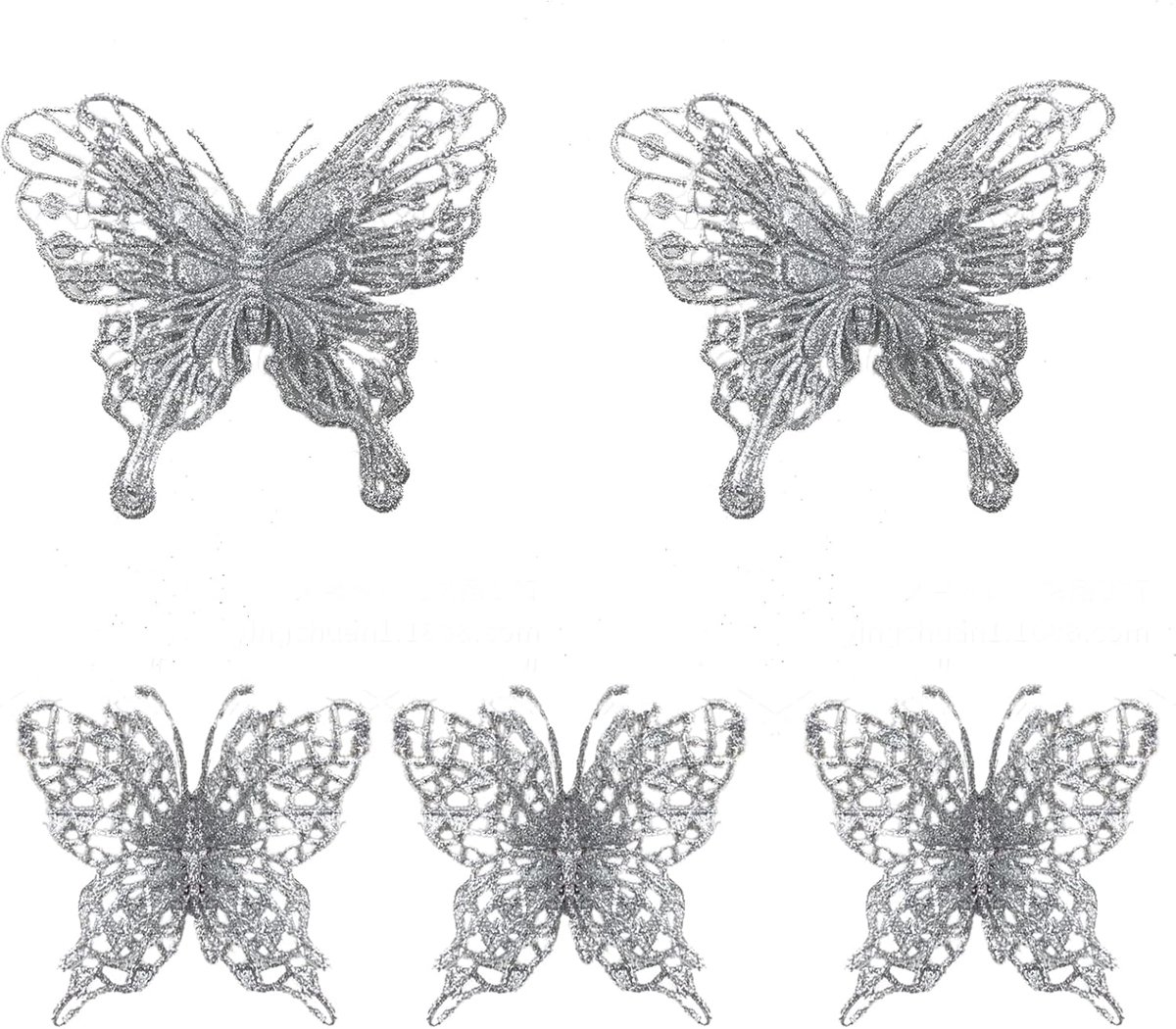 Kerstdecoratie vlinder 16 stuks - Glitterend - Met clips - Voor een sprankelende kerstboom - ShopVlot