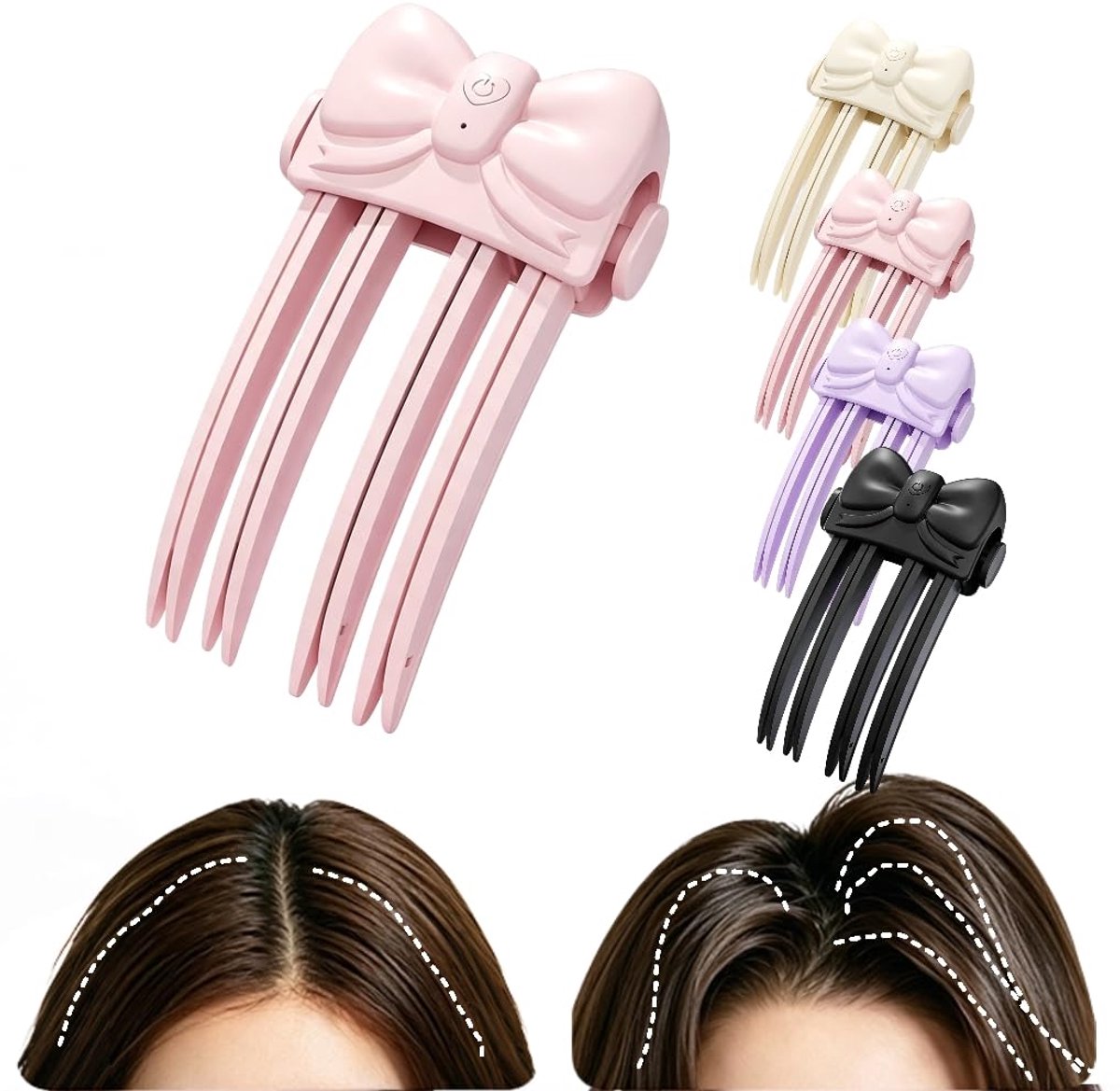 Verwarmde volumeclip voor de haaraanzet – Draagbaar – Draadloze verwarming – Stylingtool – Instelbare temperatuur; Geschikt voor fijn en grof haar; Ideaal voor dameskapsels, geeft volume aan het haar bovenop het hoofd (Roze)