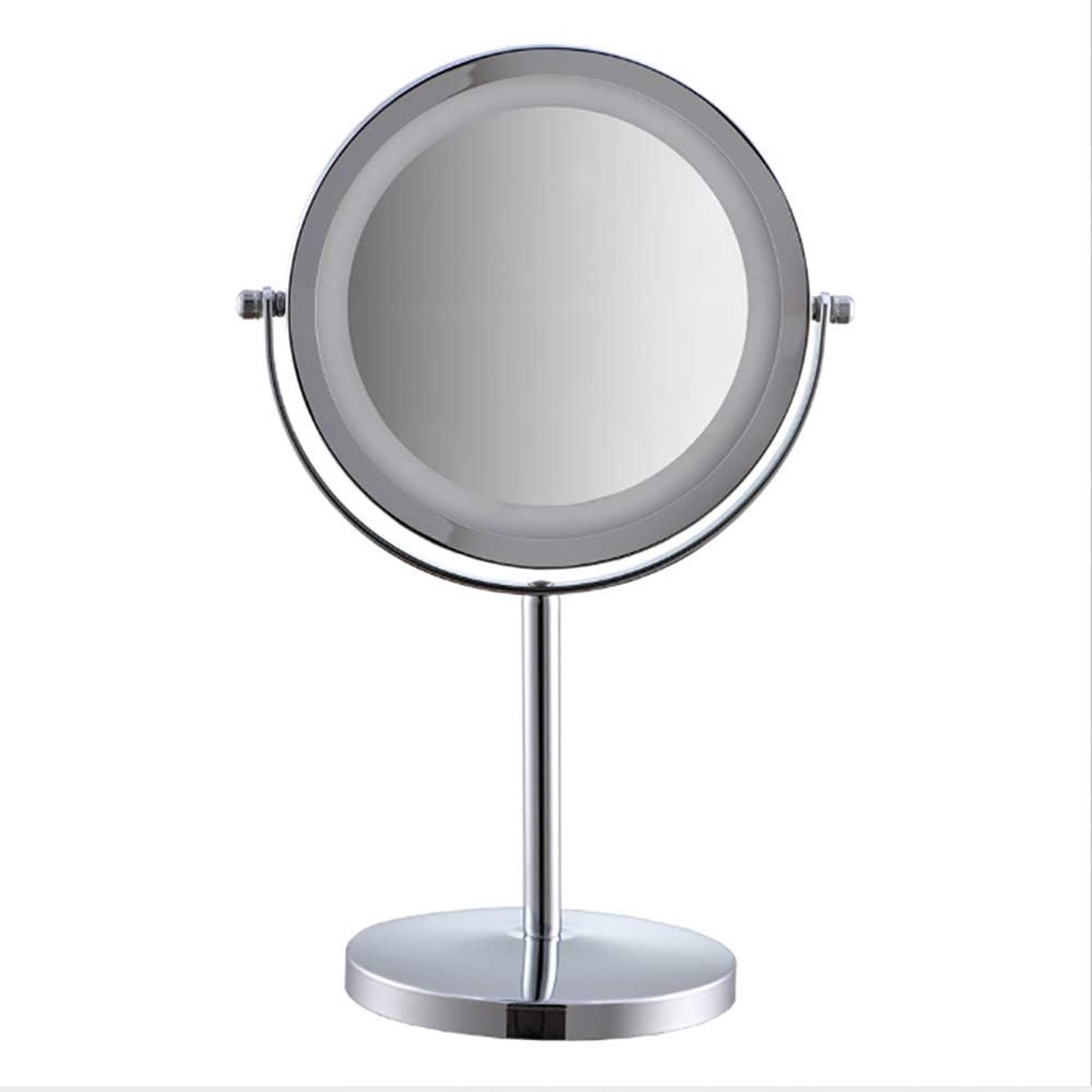 Make-up spiegel ronde dubbelzijdige desktop spiegel - grote ronde spiegel 17,5 cm - met LED-vullicht - ShopVlot