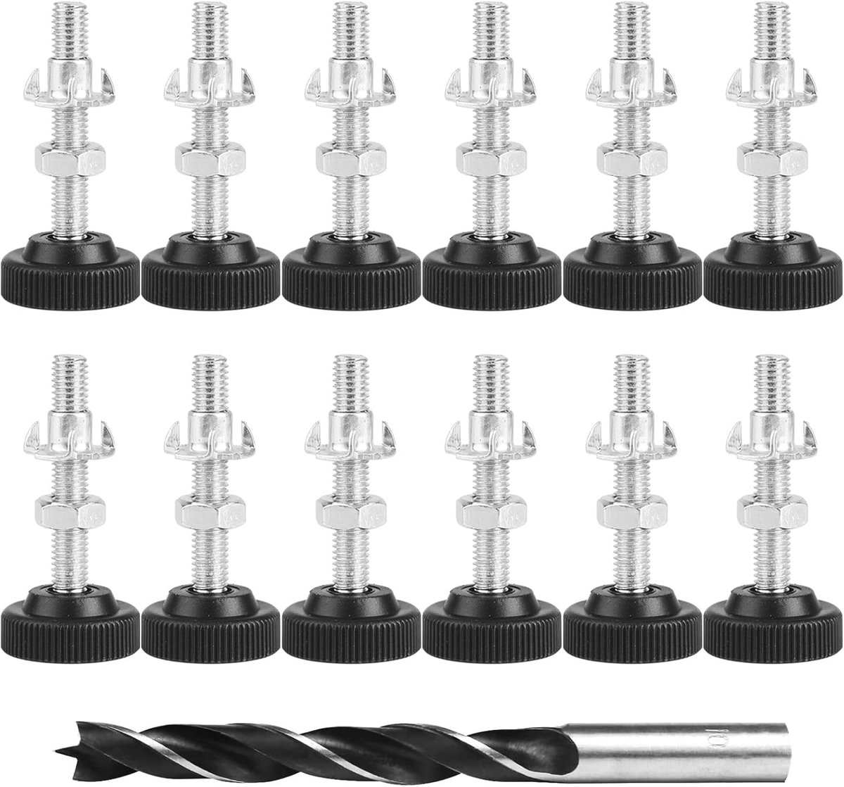 12 Pcs Adjustable Furniture Legs with Metal Drill, M8 x 50mm Screw Leveling Height Adjustable Legs for Furniture - ShopVlot