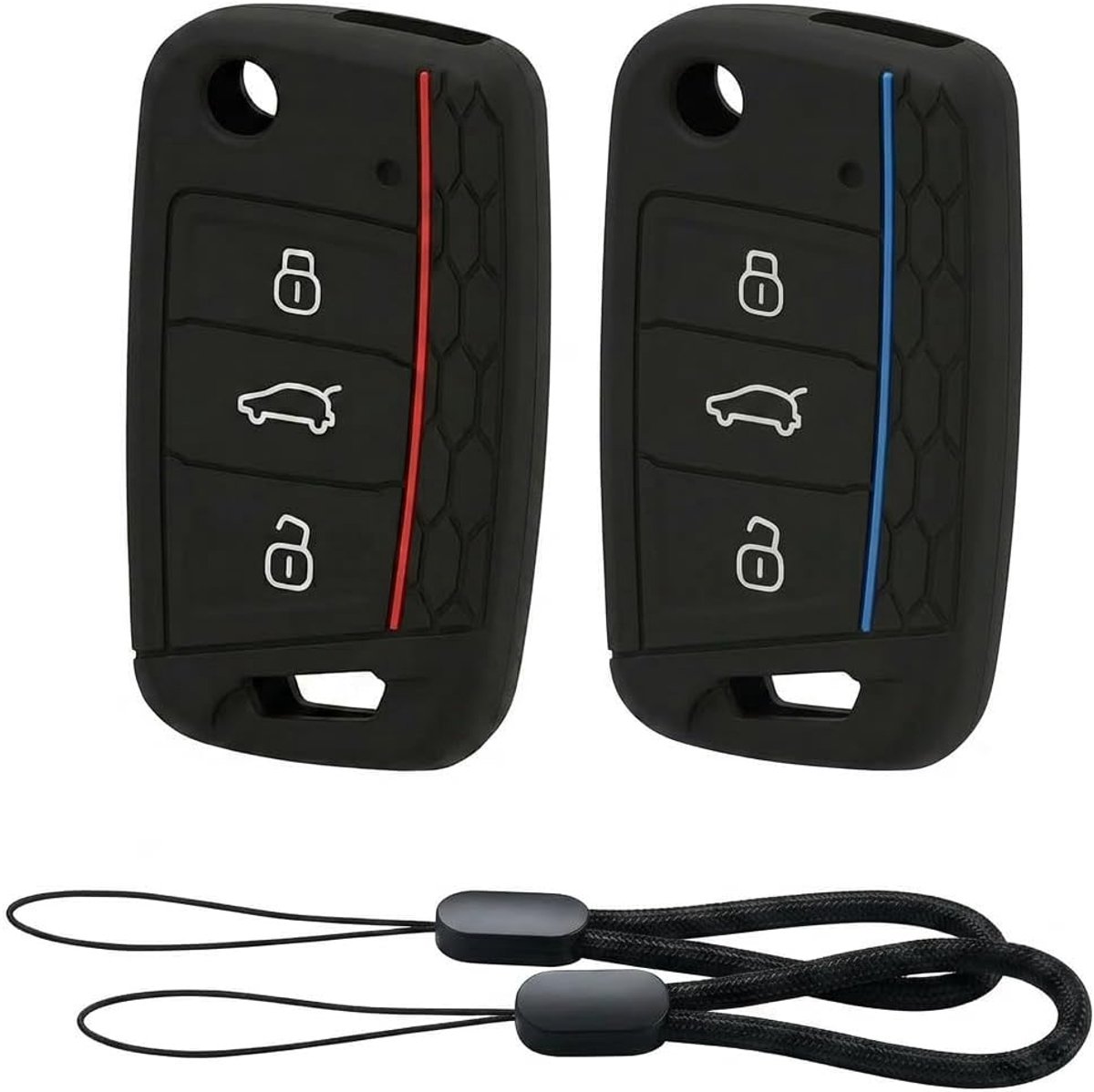 2 stuks sleutelhoes, beschermhoes voor autosleutels van siliconen, zachte beschermhoes met 3 toetsen, compatibel met 7 - ShopVlot
