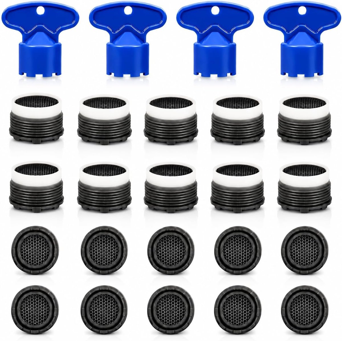 20 stuks beluchter kraan, 18,5 mm en 4 sleutels, waterbesparende filtersproeiers voor gootsteen, keuken en badkamer - ShopVlot