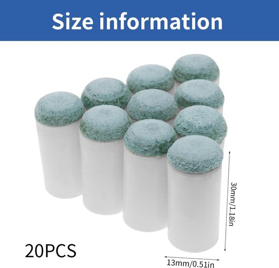 WeddHuis 20 stuks vervangende biljartkeu-kopjes, biljartkeu-doppen, poolkeu-accessoires, staaf, biljartdop (13 mm) - ShopVlot — afbeelding 5