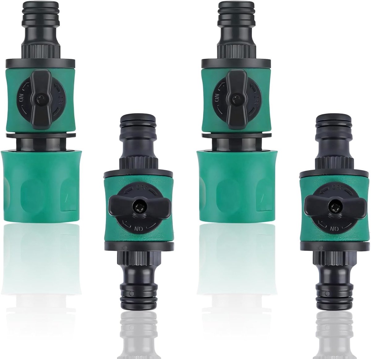 4 x Garden Hose Control Valve with Control Valve Garden Hose Coupling, 16 mm Garden Hose Coupling, Single and Double - ShopVlot