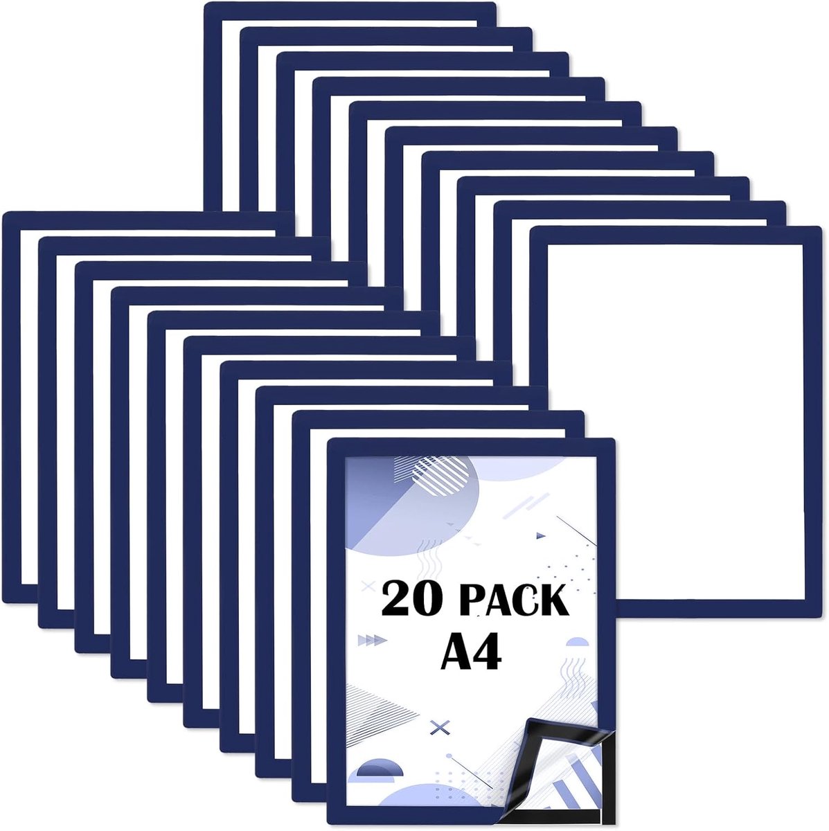 20 stuks magnetische lijsten, A4, zelfklevend, magnetische fotolijst, A4, blauw, info-lijsten voor kantoor, deuren en - ShopVlot