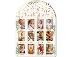 ORIGACH My Freshman Baby Growth Photo Board 12 Months Newborn Milestones Wooden Keepsake Board for 1st Birthday and - ShopVlot
