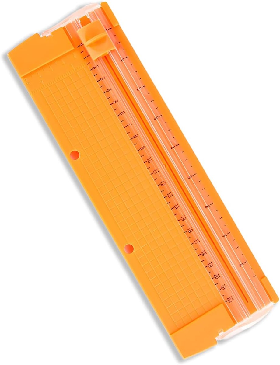 1 x Portable Paper Cutter with Interchangeable Blades, Paper Cutter with Automatic Safety Protection, Orange - ShopVlot