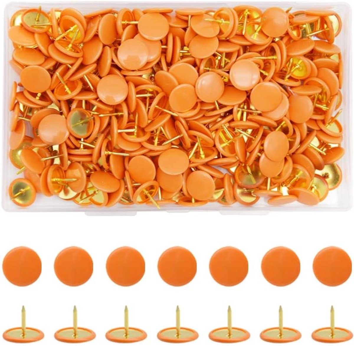 Ronde punaises - Kleurrijke pinnen - Borden versieren - Kunststof hoofden - 300 stuks - Oranje