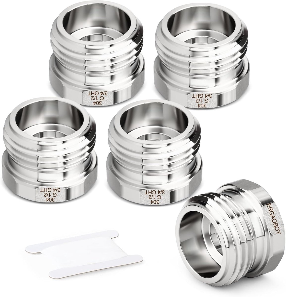 5pcs Garden Hose Adapter Hex Socket, 3/4" GHT Male x 1/2" GHT Female 304 Stainless Steel Garden Hose Connector - ShopVlot