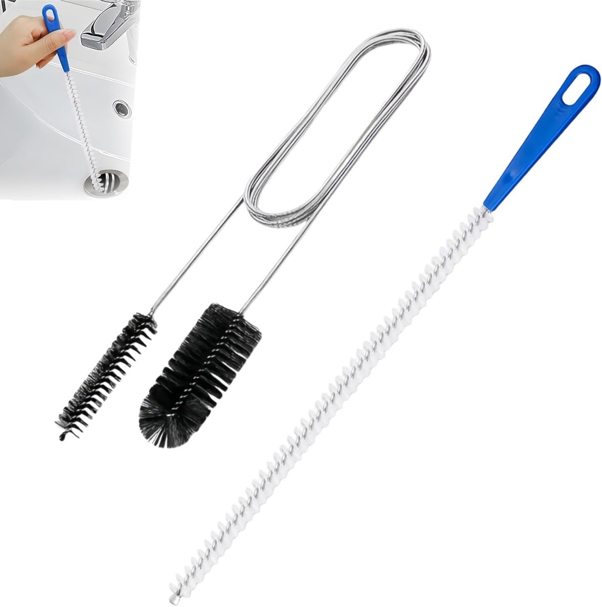 Set of 2 Spiral Unblockers, Flexible Double Head Cleaning Brush, Drain and Sink Drain Drain Hose Cleaner for Bathroom - ShopVlot