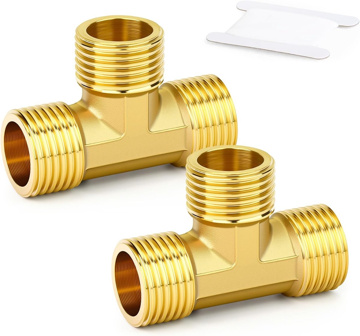 2pcs Brass 1/2" Male 3 Way T Connector, BSP Thread Garden Hose T Fitting Coupling Adapter - ShopVlot