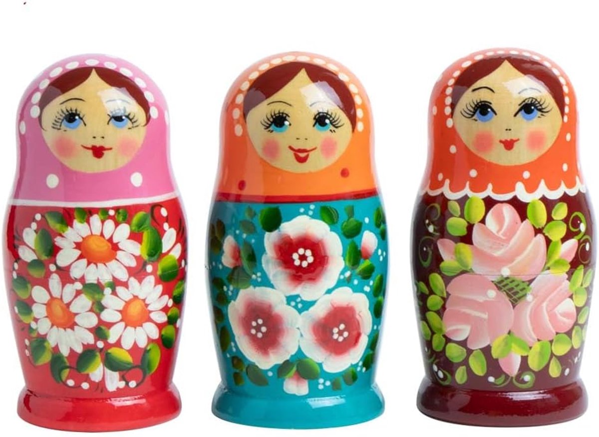 Rossijanotschka Matryoshka Babushka 13 cm Height - 6 Wooden Dolls - Various Designs - ShopVlot