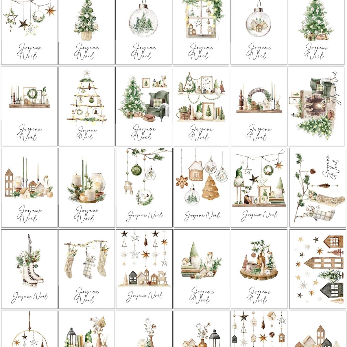 Set of 30 Français cards, A6 envelopes with envelopes, blanche - festives for the Vœux des Fêtes - ShopVlot