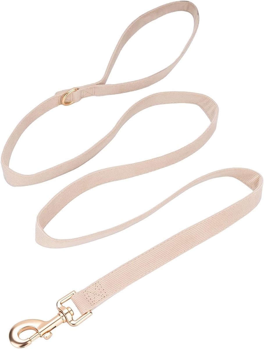 Soft Corduroy Dog Leash Medium 2x150cm, Creamy White - ShopVlot