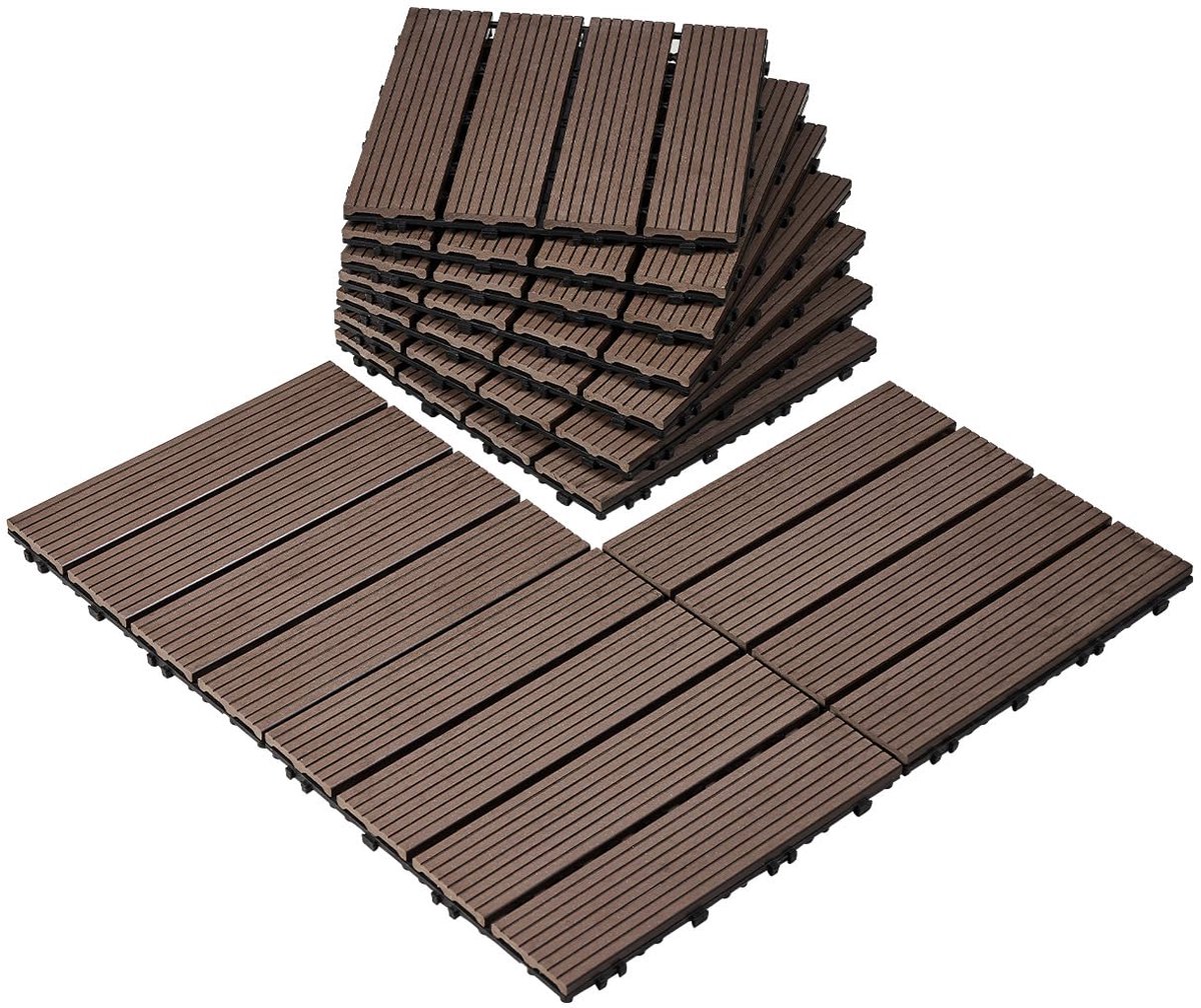VEVOR In elkaar grijpende dektegels van kunststof hout, set van 27, 30 x 30 cm, waterdichte buitenvloeren, elk - ShopVlot