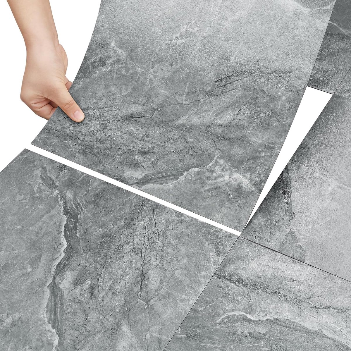 Stickyart PVC Floor Covering Self Adhesive Concrete Look Grey Vinyl Floor Self Adhesive 30 cm x 30 cm Pack of 4 - ShopVlot
