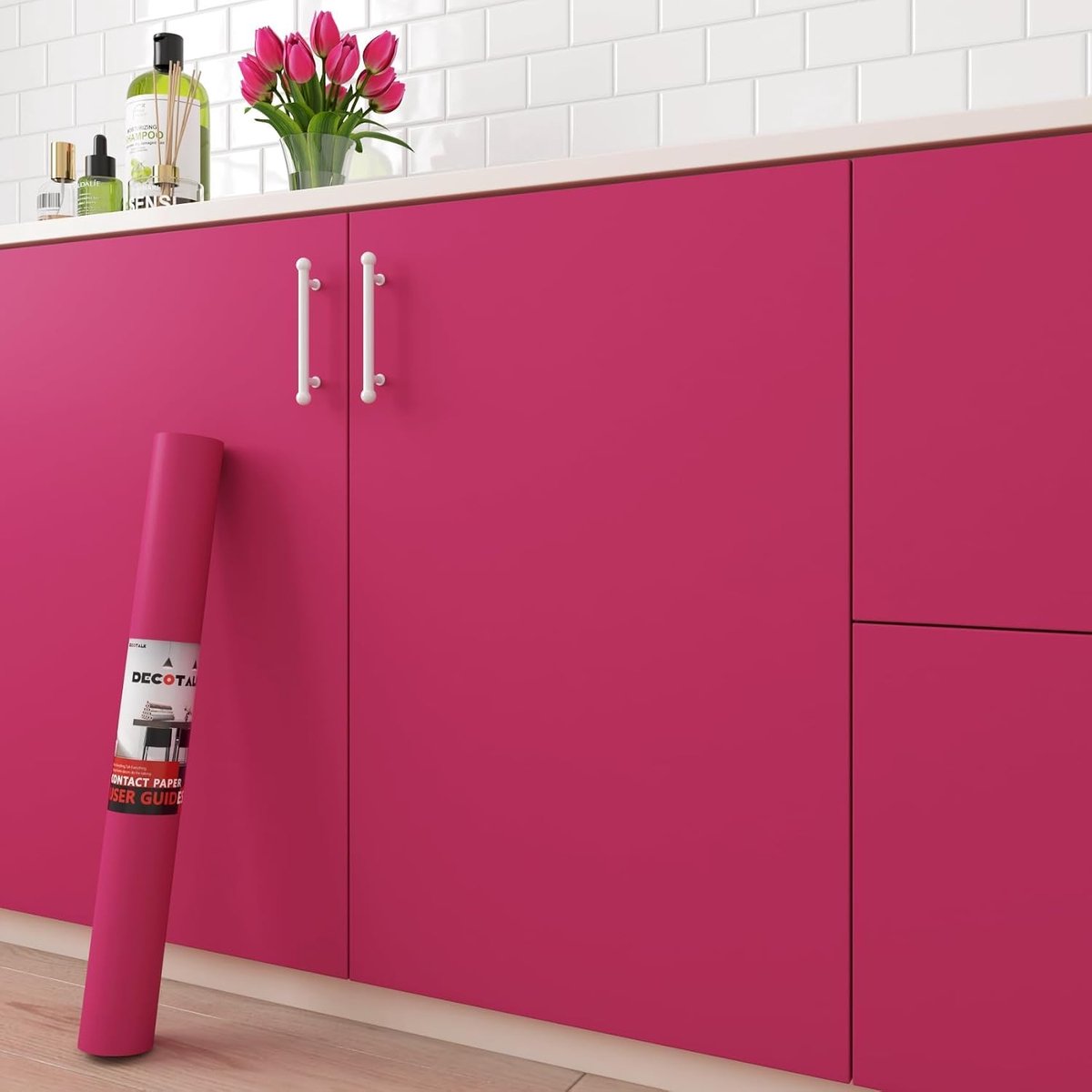 Decotalk Pink Wall Wallpaper Self-Adhesive Wallpaper 40 x 500 cm Wall Film Self-Adhesive for Furniture Walls Cupboards - ShopVlot