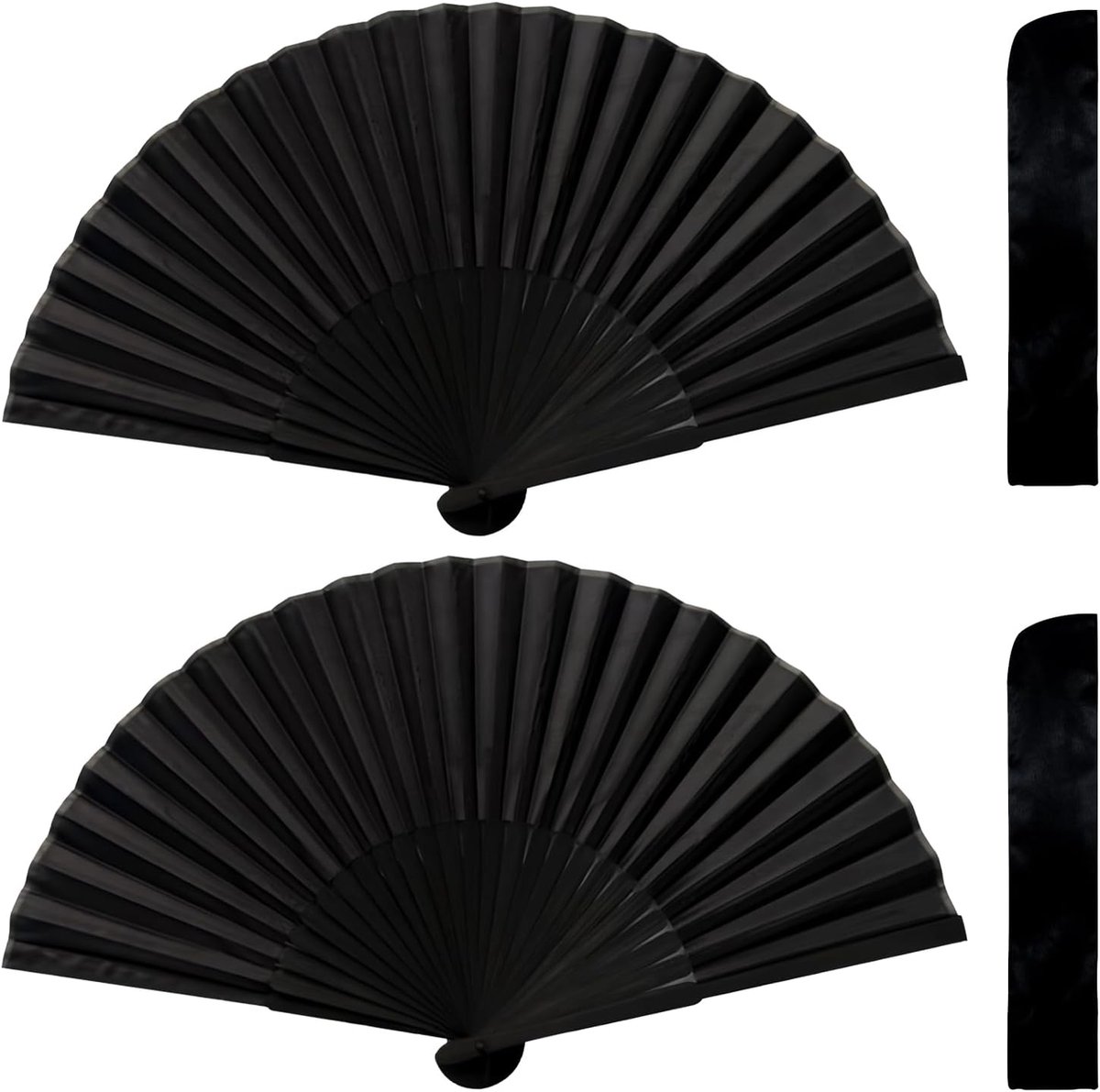 2 Pcs Hand Fans Black Fan Fan Black Folding Fan Chinese Hand Fan for Party Wedding Home Decor - ShopVlot