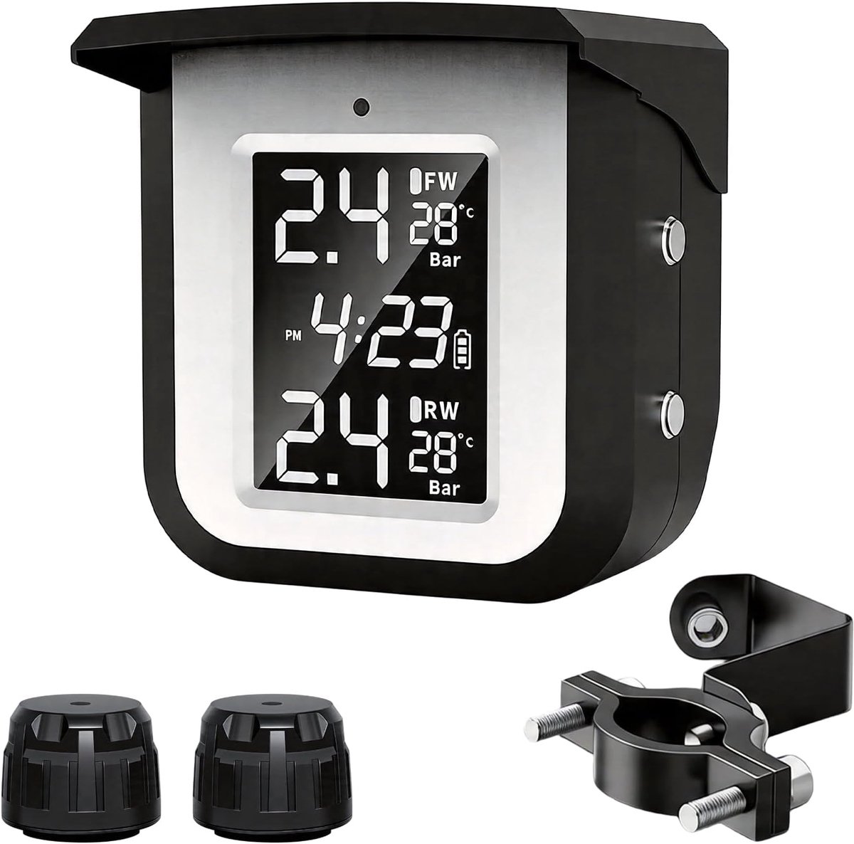 Motorfiets bandenspanningsregelsysteem, draadloze TPMS, zonne-energie en USB-oplader, IP65 waterdicht, automatische - ShopVlot