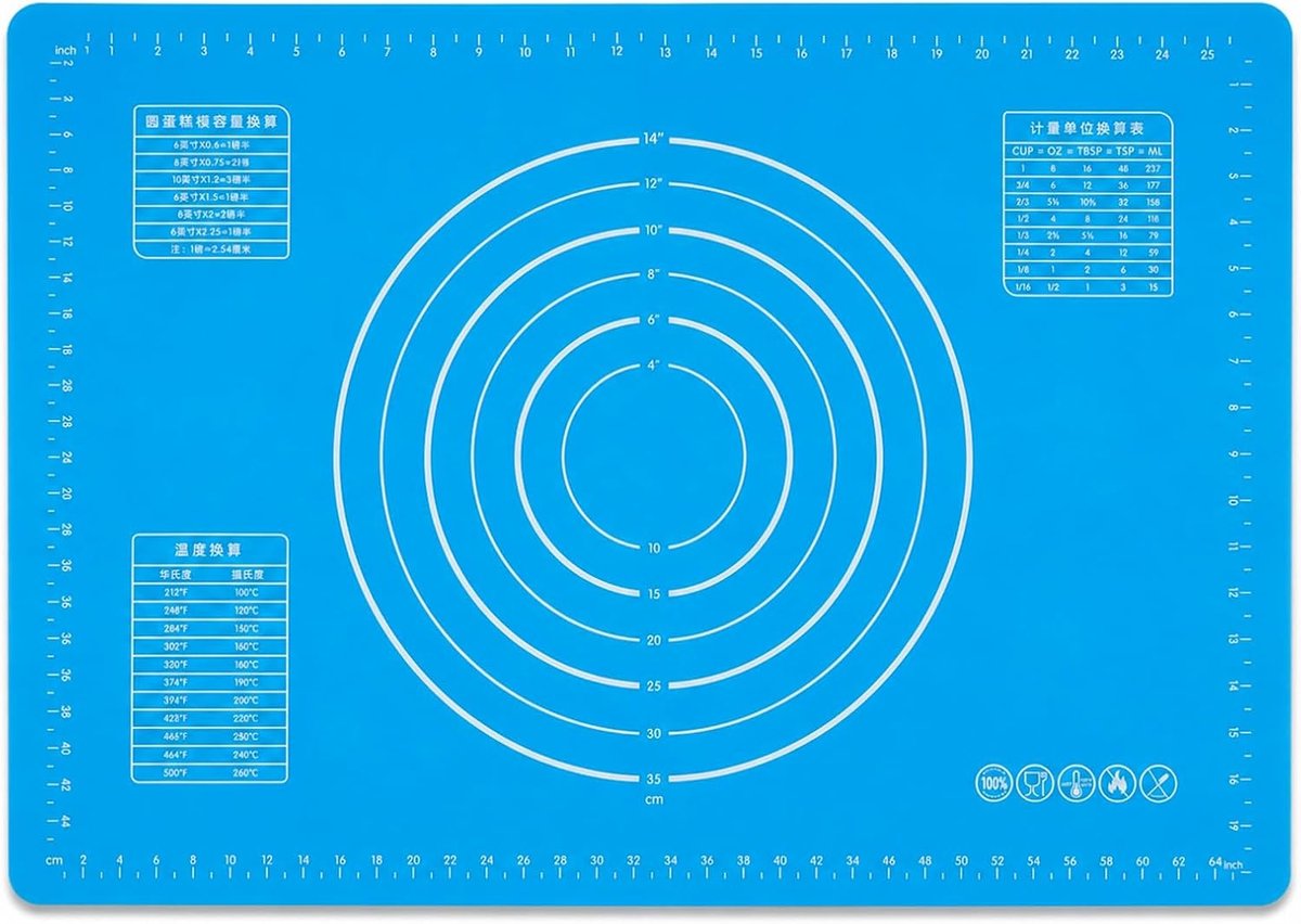 Siliconen mat voor de oven, extra groot, 70 x 50 cm, 10 mm, antislip en hittebestendig, BPA-vrij, siliconen mat voor - ShopVlot