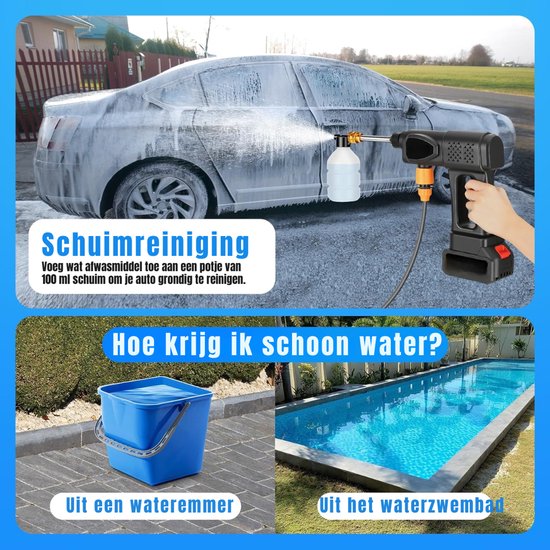 Ploutos® Hogedrukreiniger - Terrasreiniger - Snoerloos & Compact - Zwart - 46cm x 8cm x 26cm van Ploutos — afbeelding 5