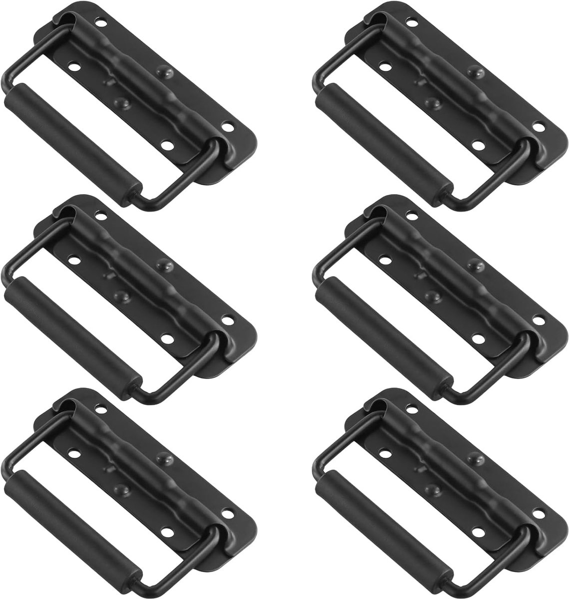 Pack of 6 Folding Handles, 120 x 41 mm Black Metal Folding Handle, Hardware Box, Suspension Box Handle for Tool Box - ShopVlot